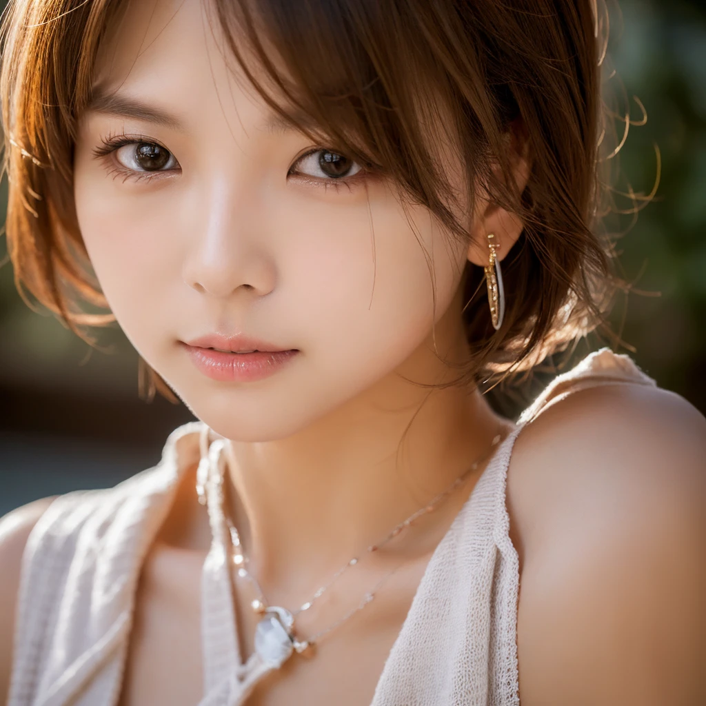 Incomparable masterpiece, perfect artwork, ((perfect female figure)), short hair, blonde, skinny, realistic, solo, (realism: 1.4), best quality, super high resolution, 1girl, porcelain, kpop ido, (extra large breasts), full body, beautiful, masterpiece, best quality, very detailed face, perfect lighting, solo, plain makeup, tights, best quality, super high resolution, (realistic:1.4), super detailed, masterpiece, best quality, ulzzang - 6500-v1.1, (realistic, photorealistic: 1.37), extreme light and shadow, disheveled hair, master work, rich details, (fine facial features), (highest quality photo), (masterpiece), (detailed eyes), look in front of you eyes, incredibly cute under eye moles, necklace, moles under lef5 eyes, earring best quality, Japanese woman, large breasts, very short bob hair,upper body, A beautiful woman with perfect body:1.4, Slim abdomen:1.2, (full body:1.6), ultra-detailed face, delicate eyes, double eyelids, soft breasts, charming expression, blonde hair, perfect body:1.4,