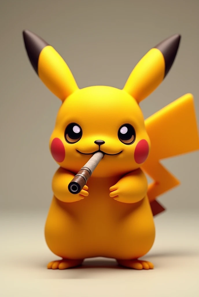 Orange Pikachu with a pepe face holding a super cool cigar
