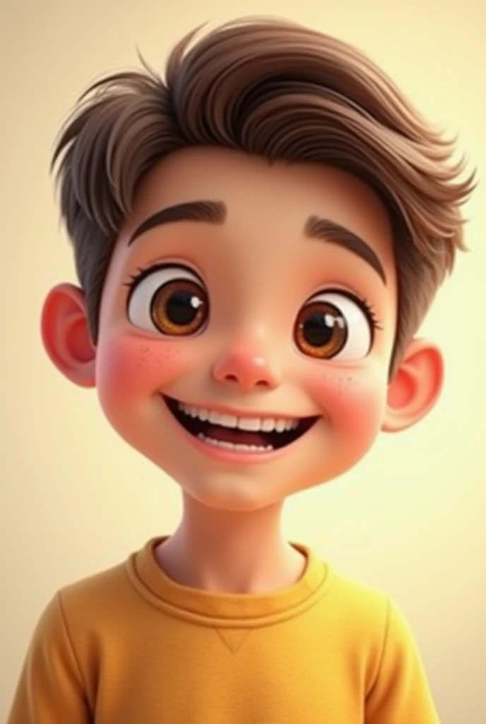 Smiling white boy with brown hair
