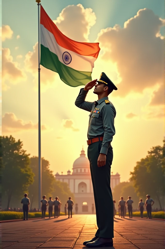 A man saluting indian flag