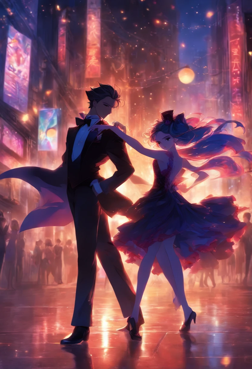 tango、dance、Male and female pair、tuxedo、dress、cool、attract the eye、danceホール、Rin々Shi、美Shi、night、Highest quality、Twilight