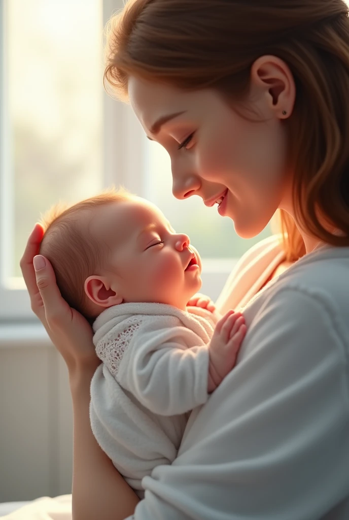 New with his mom at the hospital