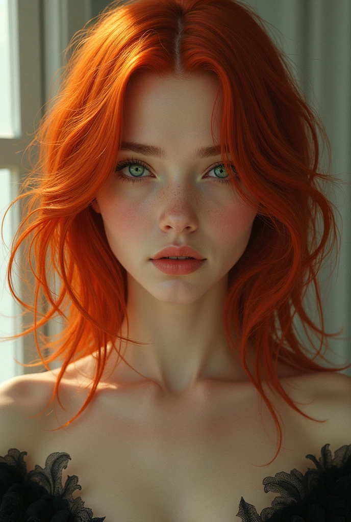 A woman with red hair