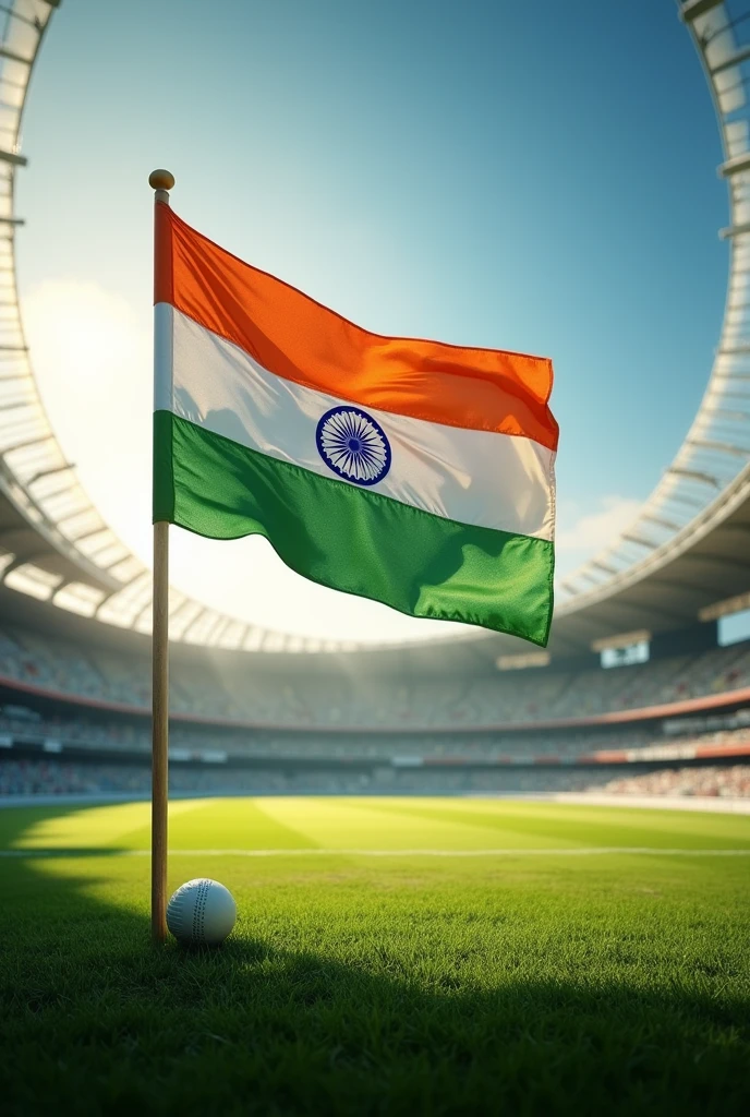 Indian flag in cricket ground design.