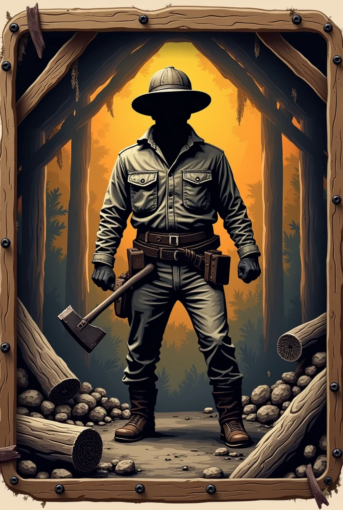 Retro Wood Mining Icon 