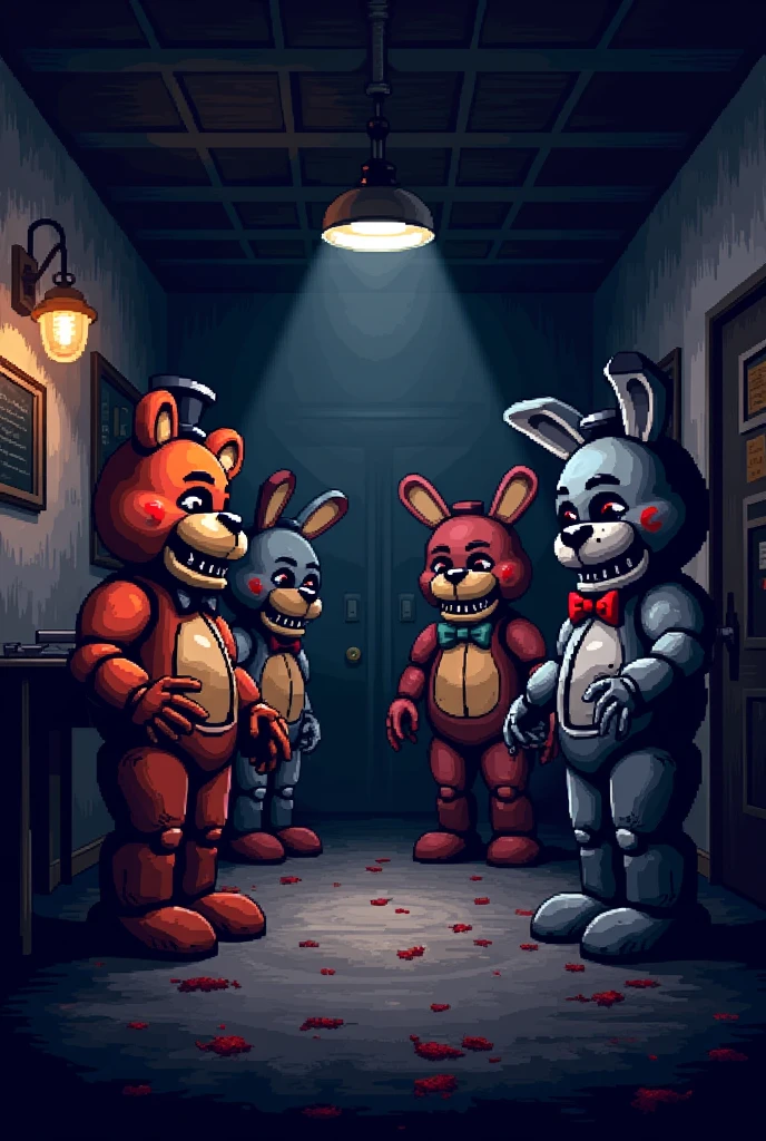 Make a pixel art of Fnaf