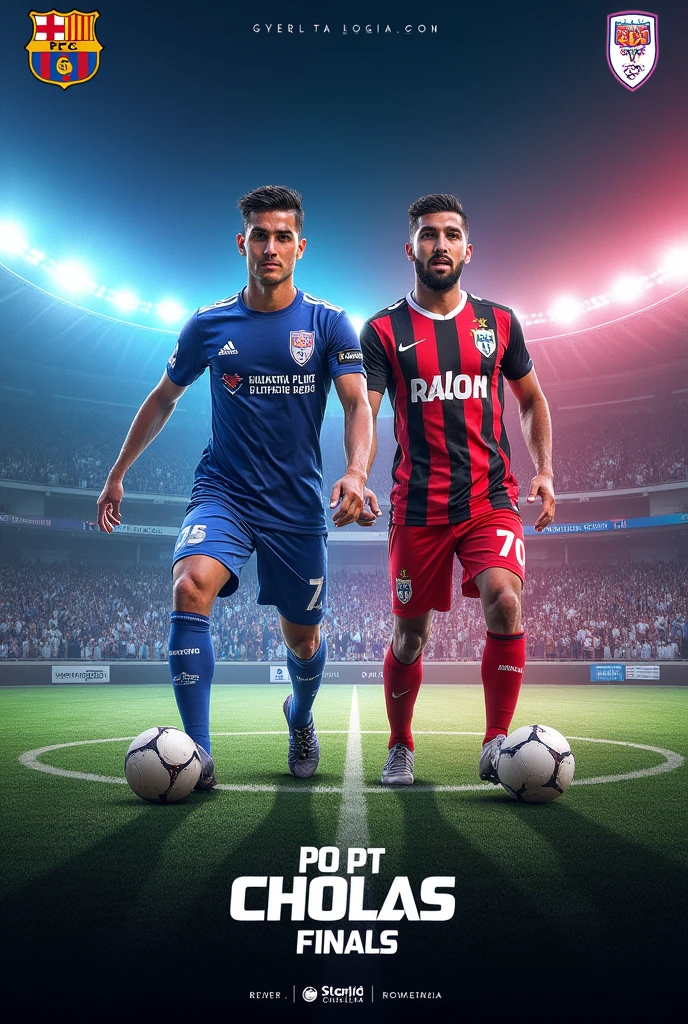A poster of football final match between mkr united fc and pt cholas..mention the team names also..the final showdown! I want u to mention team names mkr united fc and pt cholas