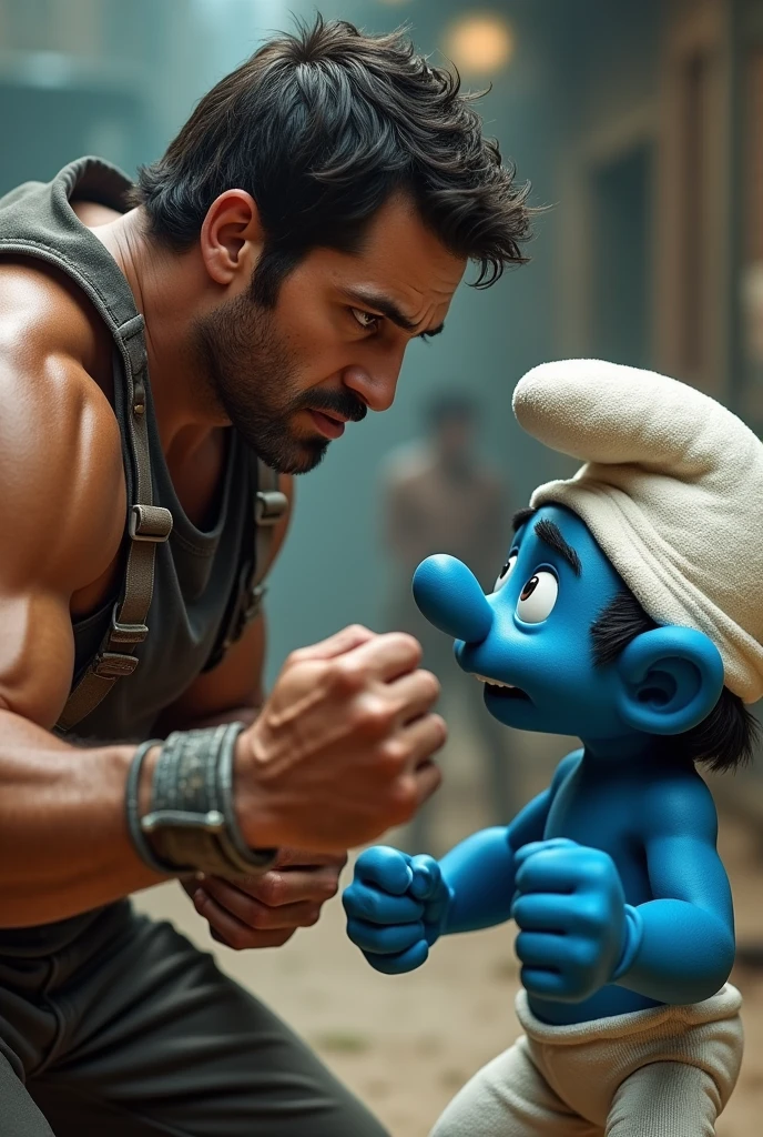 Jake Tyler from the movie Breaking the Rules hitting a Smurf