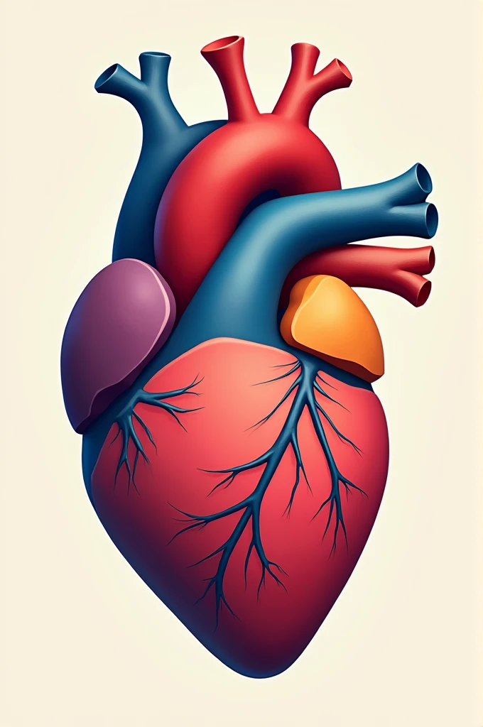 A heart stylized with different colors and shapes inside