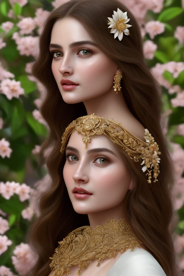 a prosperous life, a wealthy woman, elegant lady, beautiful face, detailed eyes, luscious lips, detailed portrait, intricate jewelry, luxurious dress, ornate dress, flowing hair, serene expression, sunlit garden, blooming flowers, verdant foliage, ornate architecture, gilded frames, classical painting, oil painting, masterpiece, best quality, 4k, 8k, highres, masterpiece:1.2, ultra-detailed, realistic, photorealistic, photo-realistic:1.37, HDR, UHD, studio lighting, ultra-fine painting, sharp focus, physically-based rendering, extreme detail description, professional, vivid colors, bokeh