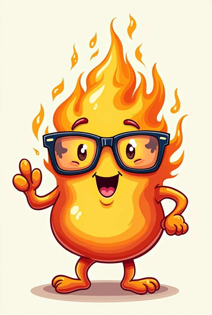 generates a flame with black glasses funny drawing type
