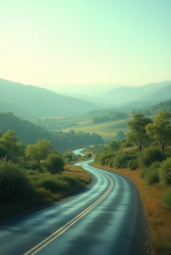 A real road landscape with top-down gradient transparency