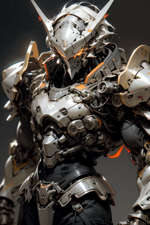 Man, shiny armor, technological body, strong muscles, completely white eyes, neon details, high resolution, high details, high quality, full HD, 8K