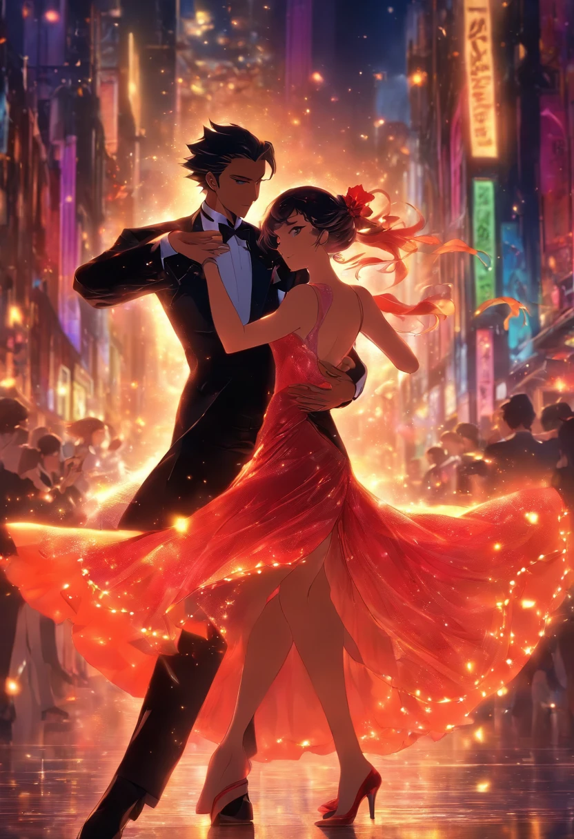 tango、dance、Male and female pair、tuxedo、dress、cool、attract the eye、danceホール、Rin々Shi、美Shi、night、Highest quality