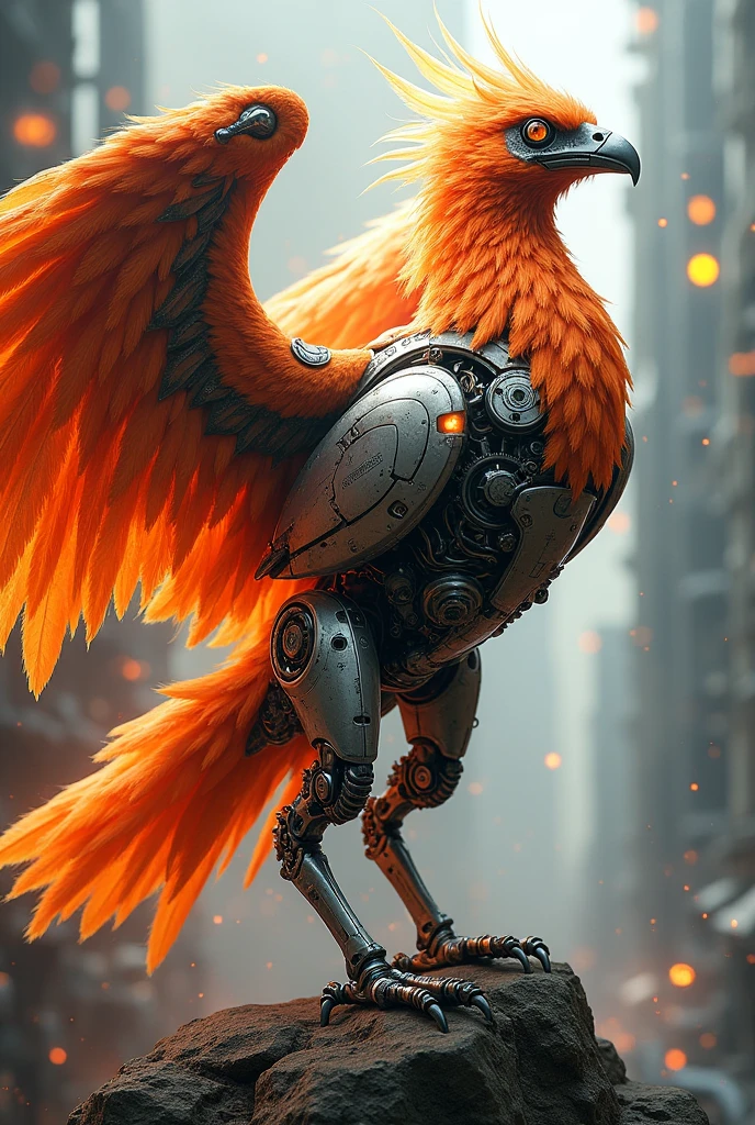 Robotic Phoenix with flying gears shirt print 

 