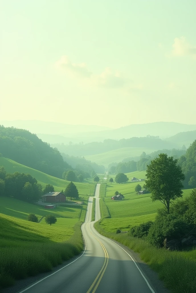 A real road landscape with gradient transparency from top to bottom, more transparency is for a slide