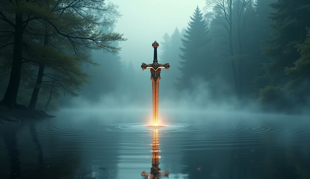 Excalibur emerging from the lake