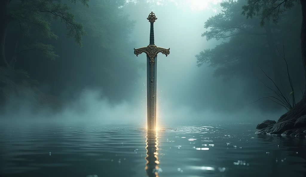 Excalibur emerging from the lake