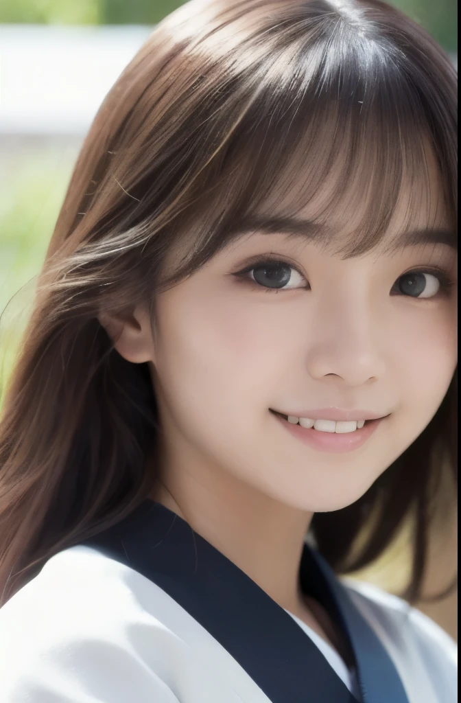 best quality, face focus, soft light, ultra high res, (photorealistic:1.4), RAW photo,(Shinozaki Ai), white skin, kawaii, 1 Japanese girl, solo, cute, (smile), (pupil, lights in the eyes), detailed beautiful face, Medium-sized breasts,(high resolution detail of human skin texture),(long hair),(portrait), upper body, white traditional kimono