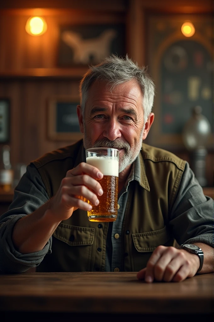 A man drinks a beer