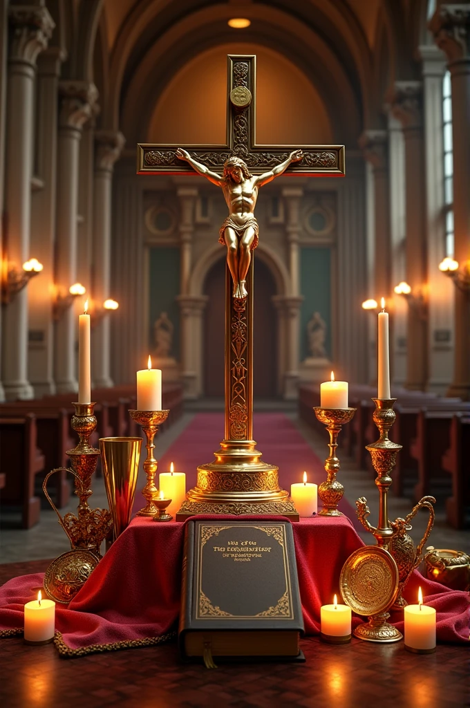 Eye-catching image featuring various Christian objects for the inauguration of a new evangelical church yiffymix