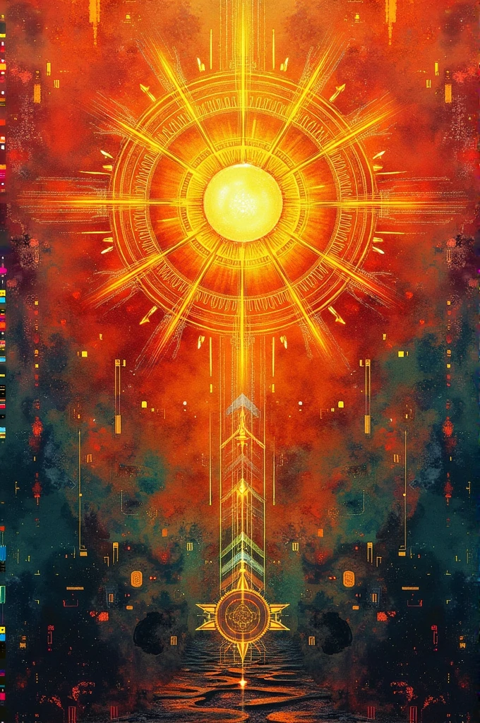 Create an abstract art style poster on the theme of the Inti god