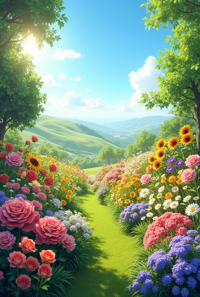 A Garden with Flowers