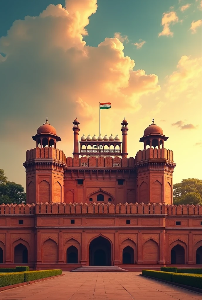 Indian red fort wide sky, background ready to celebrate independence day,