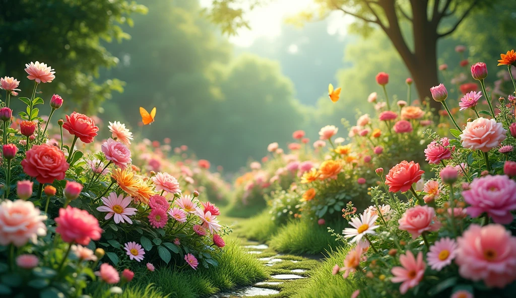 A Garden with Flowers