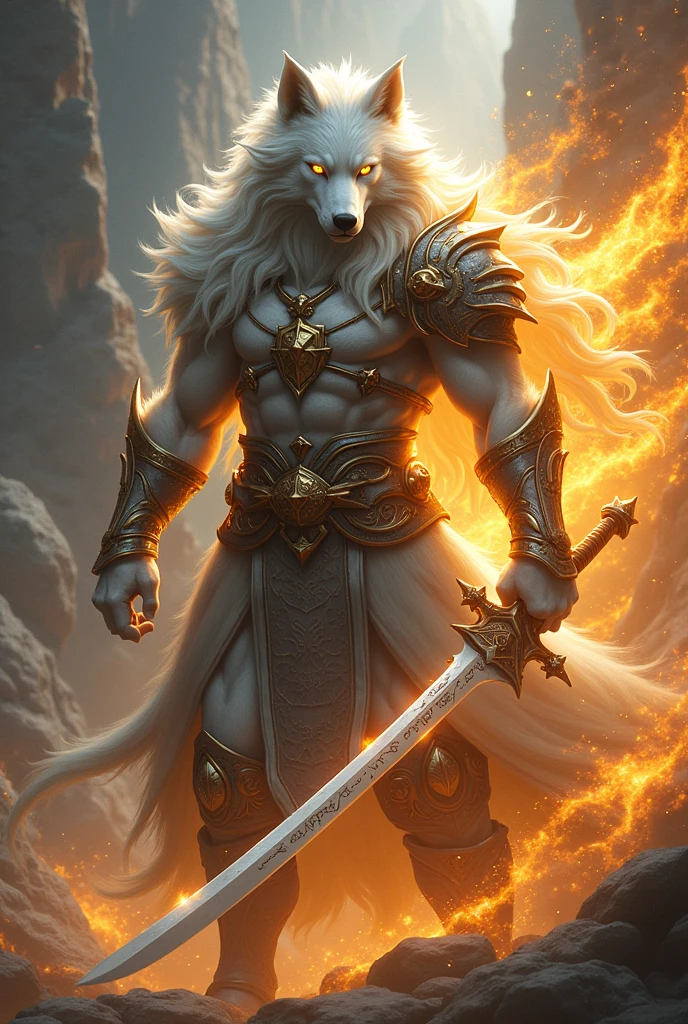 Reincarnation of ancient king spirit of heaven and reborn on golden eyed white hair werewolf swordsman race which have flame manipulation