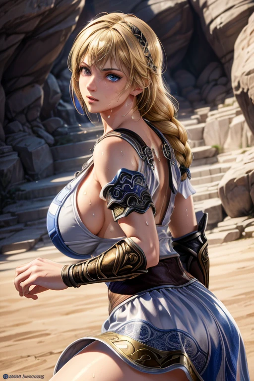 masterpiece, Highest quality, Unreal Engine, Super Resolution, Very detailed, Complex, colorful, Clear images, Sharp focus, Digital Blending,
Beautiful woman, Sophitia Alexandra, Perfect Eyes, Perfect Face, Ultra detailed hair, Ultra detailed face, Very detailed lips,Vivid expression, Healthy Body, Beautifully detailed sweat glands, Smooth skin texture, Carefully drawn,
(humidity:1.2), Beautiful Eyes, (Attractive face:1.2), (Beautiful Skin), (Big Breasts), Big Ass, Tight waist, Sticky with sweat, In a sexy pose,
In the world of Soul Calibur, In a mysterious cave, From the angle of the feet,