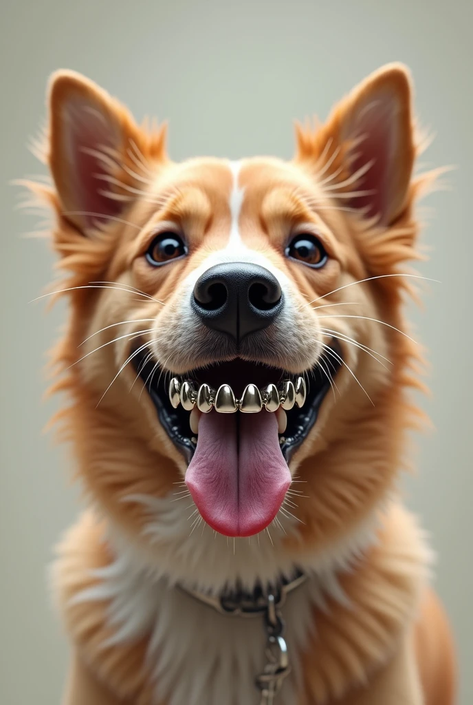 dog with metal dentures