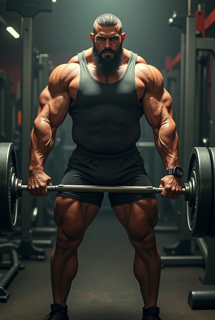 Hitler Chad weight lifting in a gym