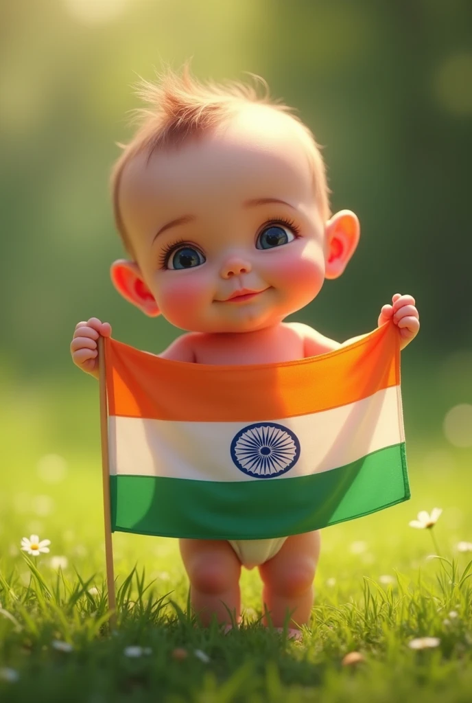  2 month baby fly Indian flag 