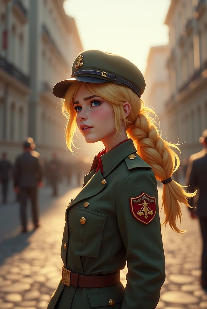 ((annie leonhart)),((velocity)),Attacked by farts, (((Women stand)),Embarrassed,velocity,((classic city)),((One Woman)),((fart while stand),her butt facing screen,fullbody,blue eye,detailed eyes,blushing)),(​masterpiece:1.2、top-quality)、(the Extremely Detailed CG Unity 8K Wallpapers、Ultra-detail、Best Shadows)、(Detailed background)、(The best lighting、extremely delicate and beautiful)、depth of fields、1girl in、solo ,Women wear  scout outfit,Ephemeral,,(bionde),(scout regiment outfit)),((((Girl  embarassed when she smells the bad smell of farts)))),outfit like a scout regiment,((((profile facing diagonally)),((massive fart))