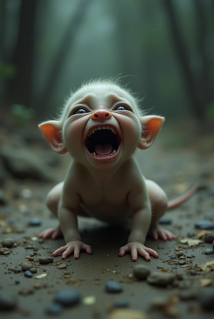 small,On all fours,Cry,Angle from below