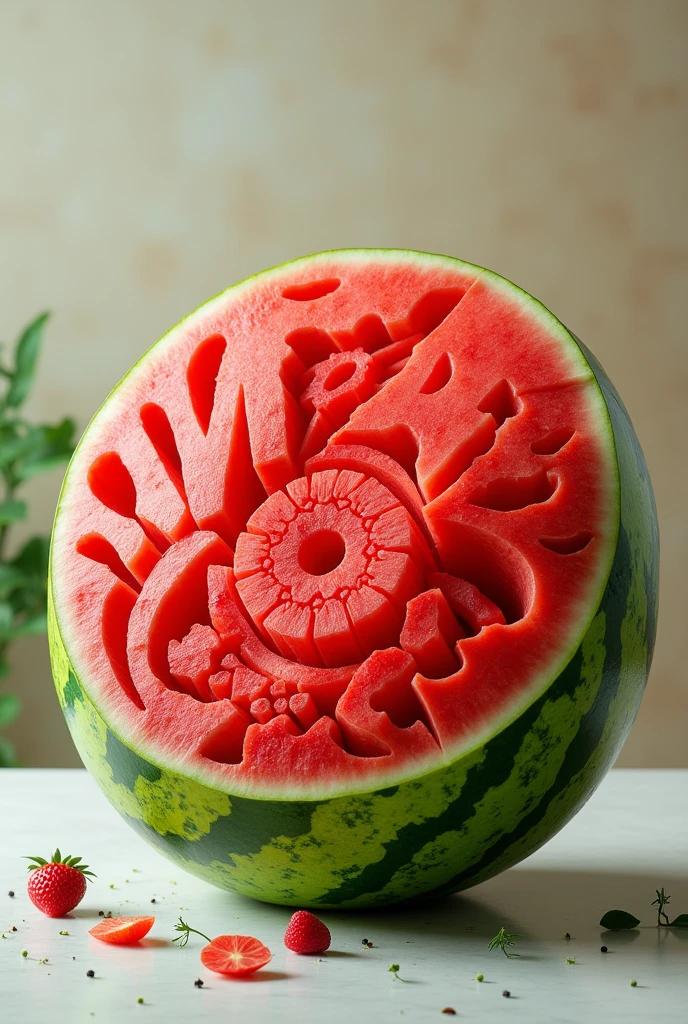Watermelon cutting art