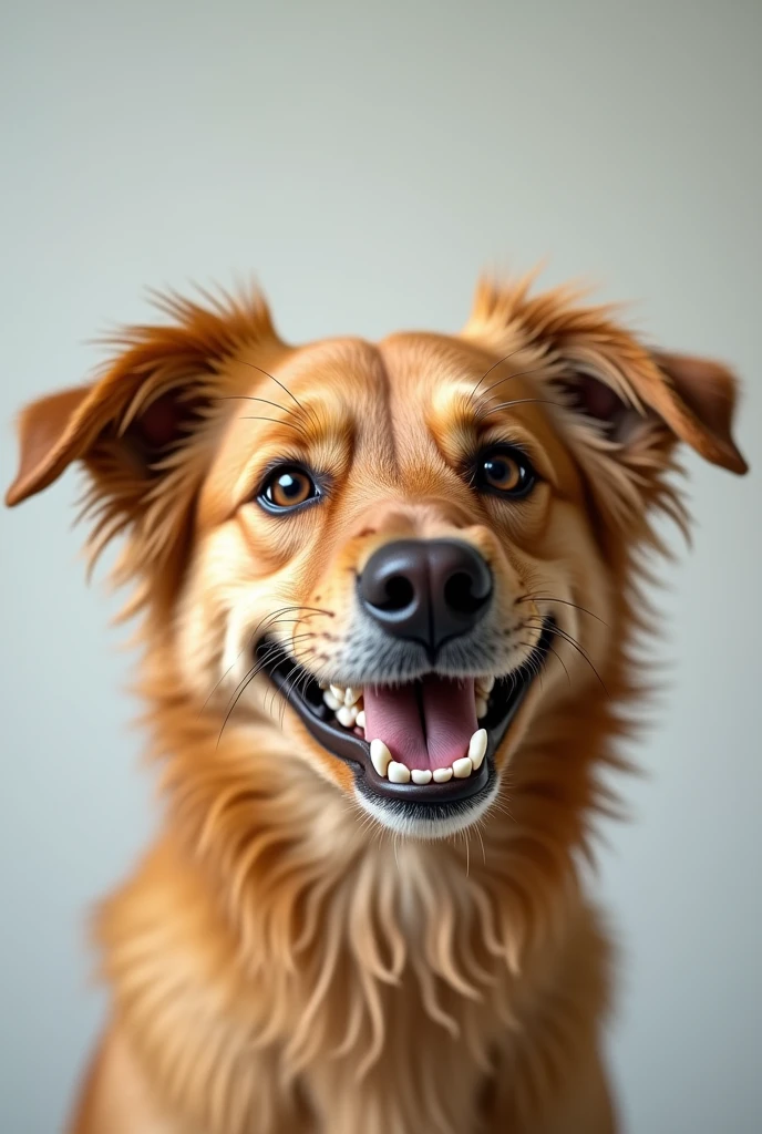 dog with fake plastic teeth that look real