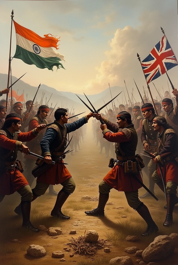 India versus British fight with all the knife and which flags are trounc