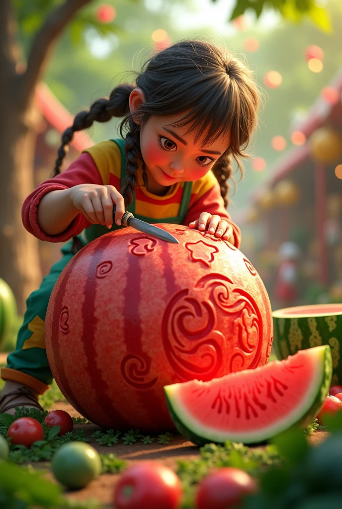 Watermelon cutting art