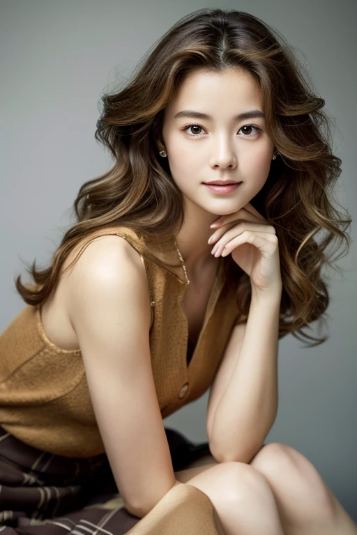 Golden Ratio,Highest quality, Soft Light, Ultra-high resolution, (Realistic:1.4), full_body,RAW Photos, 日Book人の1人, alone, cute, (pupil, Light in your eyes), Beautiful Face,(High resolution detail of human skin texture), (Long Hair), Dress shirt,skirt, (Portraiture),library,Book,smile,Black Hair,18-year-old,Wavy Hair,Curly hair,ロングskirt,High heels,elegant,Grace Kelly,Elegance,actress,Beautiful Hair,Double eyelids,Portrait facing the front