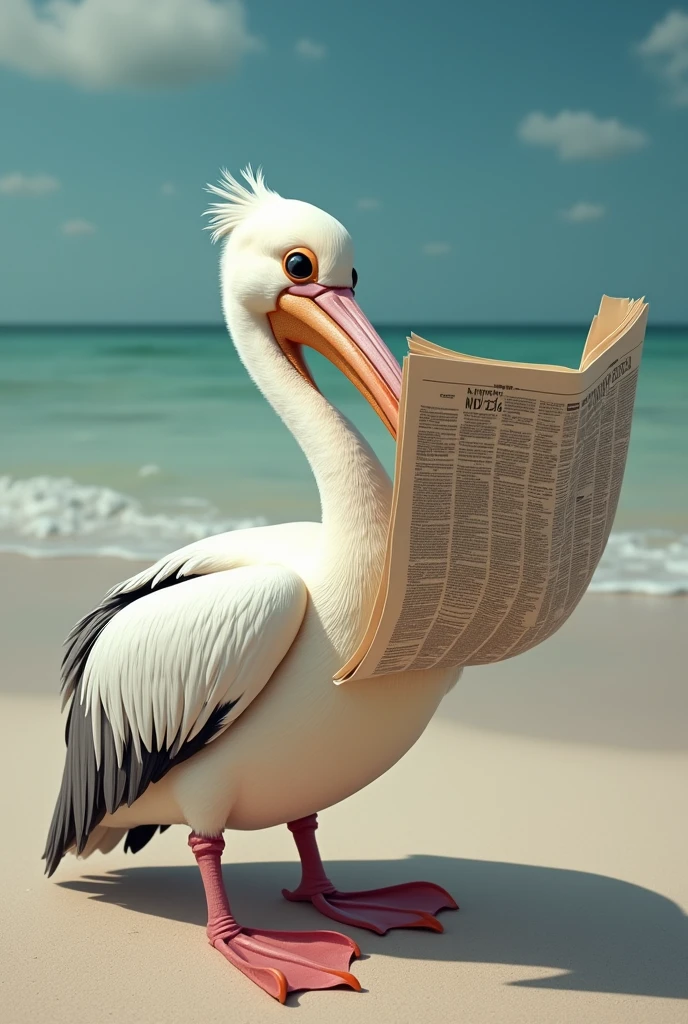 A pelican with a newspaper
A pelican with a newspaper