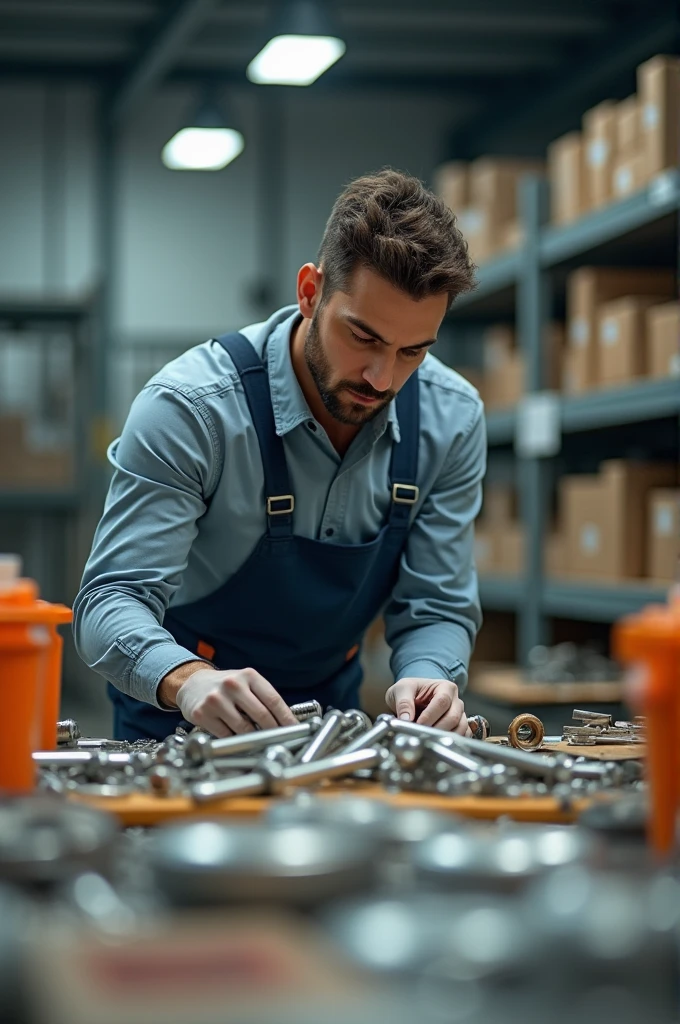 Employee checking raw materials 