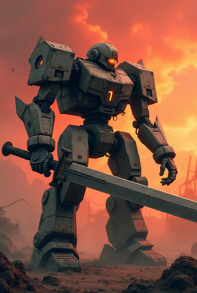 Rough robot with a sword 