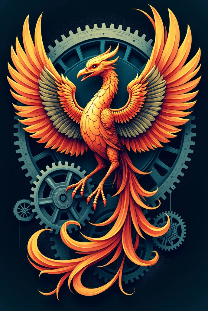 Gear-formed mechanical phoenix shirt print design 

  



 