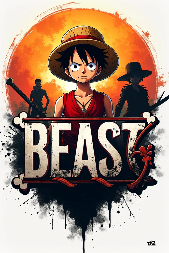 Logo with the name beast.highlighted exp, com o personagem Luffy (one piece) in the background and Zoro in the lost corner lol