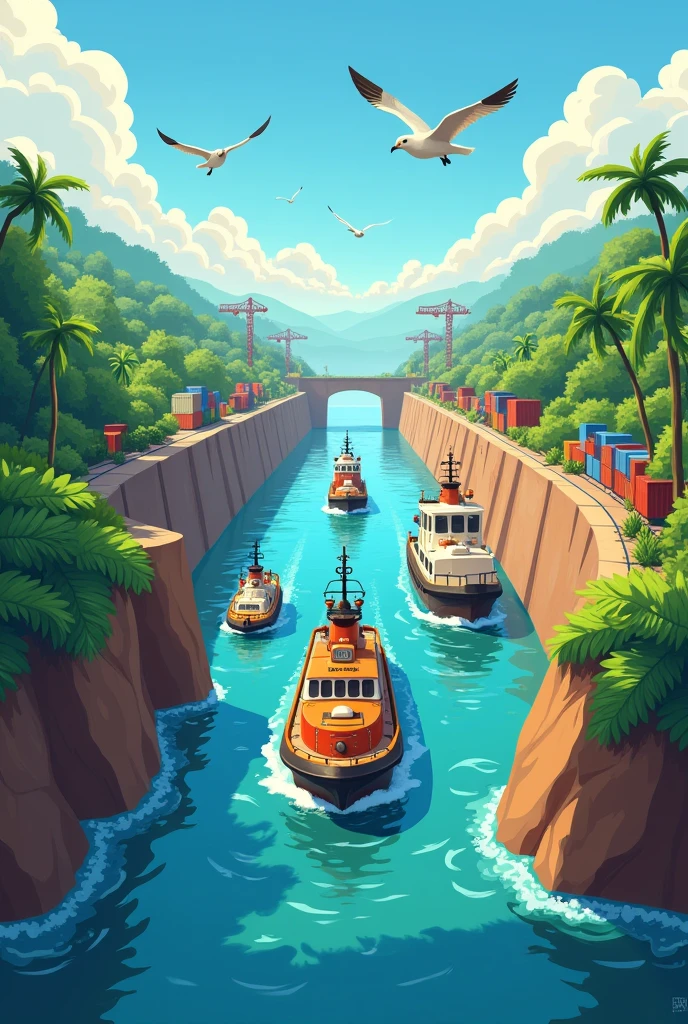 Animated cartoon of the Panama Canal
