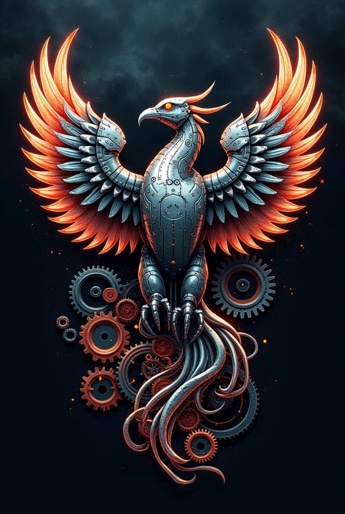 Gear-formed mechanical phoenix shirt print design 

  



 