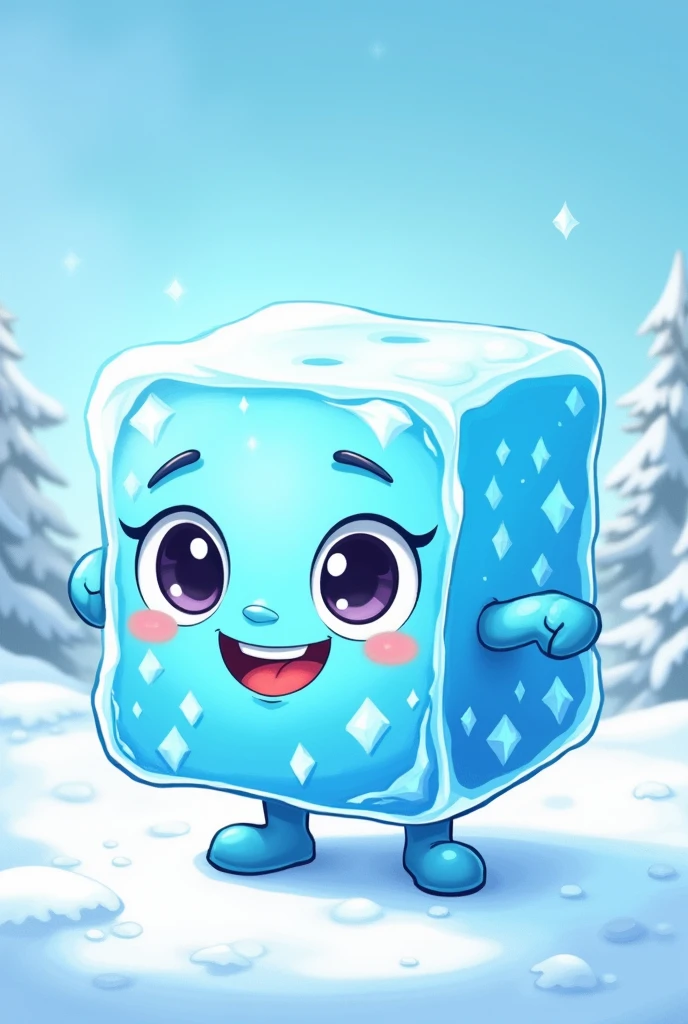 ice cube mascot in drawing