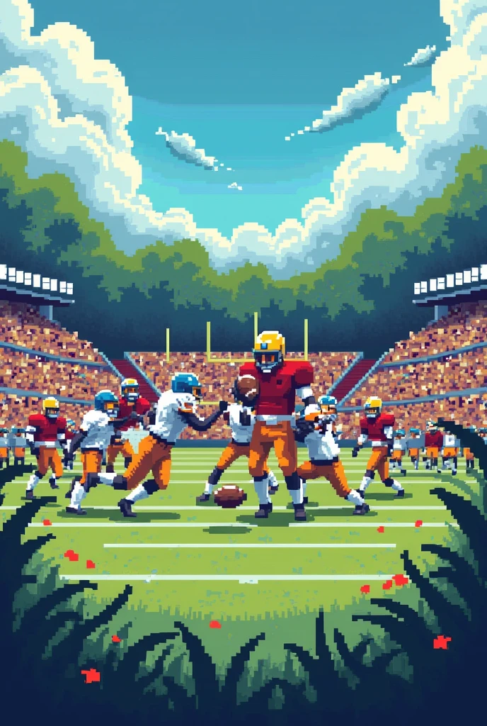 make a pixel art of football 